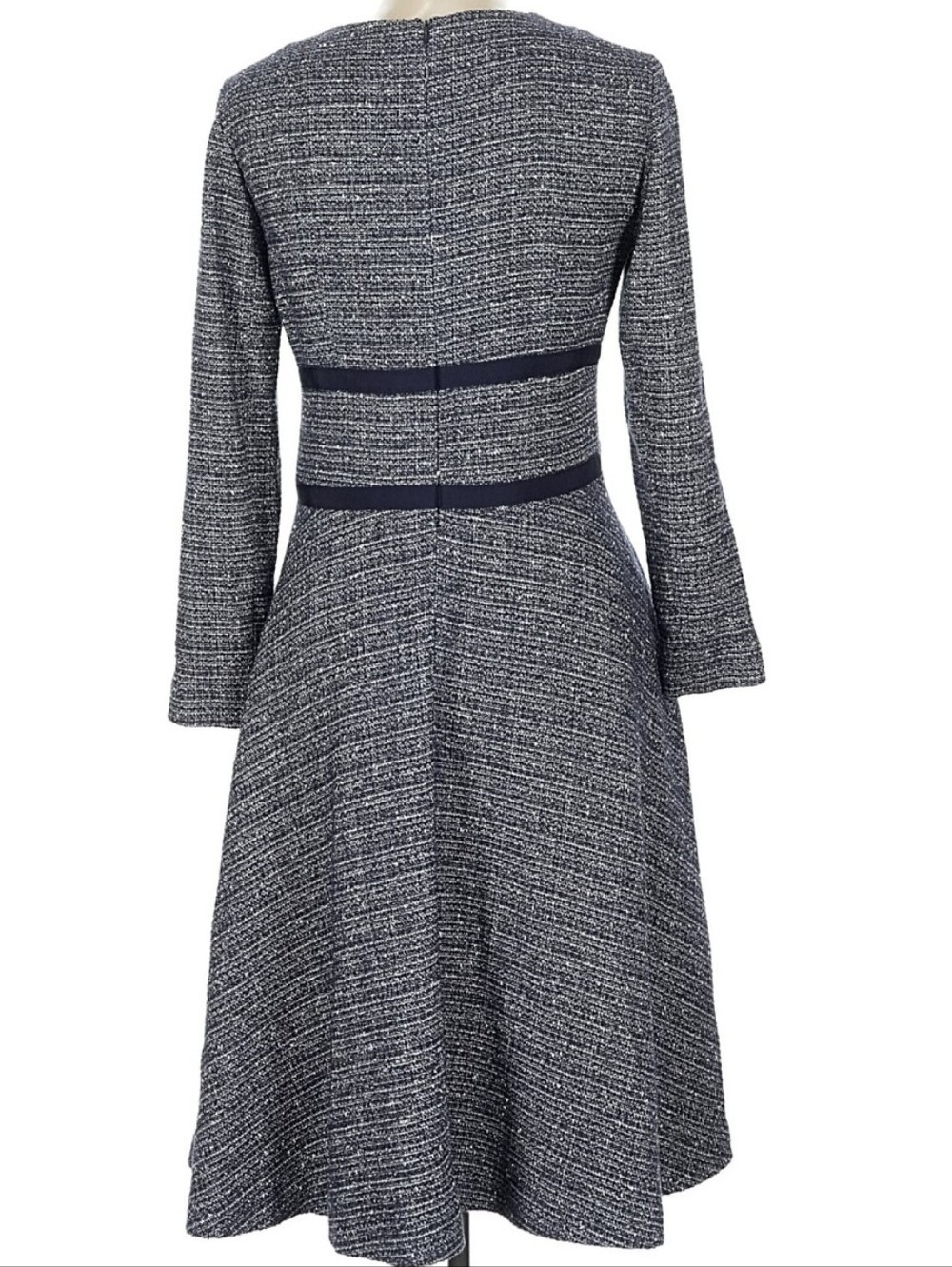 The Fold Of London Southerby Tweed A Line Dress, UK 12 (US 8), Navy Blue Multi - Picture 2 of 10